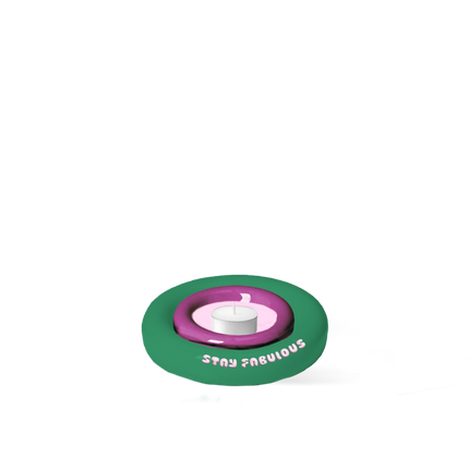 Tea Light - Green/Pink Circle