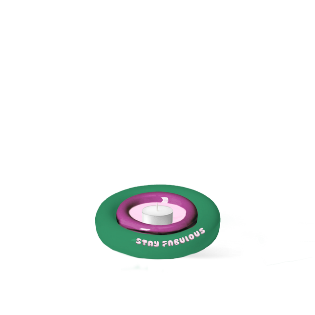 Tea Light - Green/Pink Circle