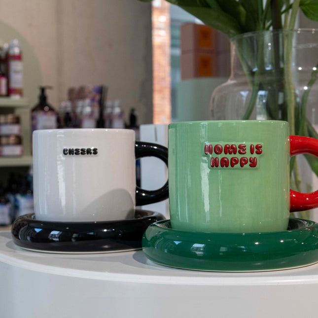 Mug &amp; Saucer - Home Is Happy V2