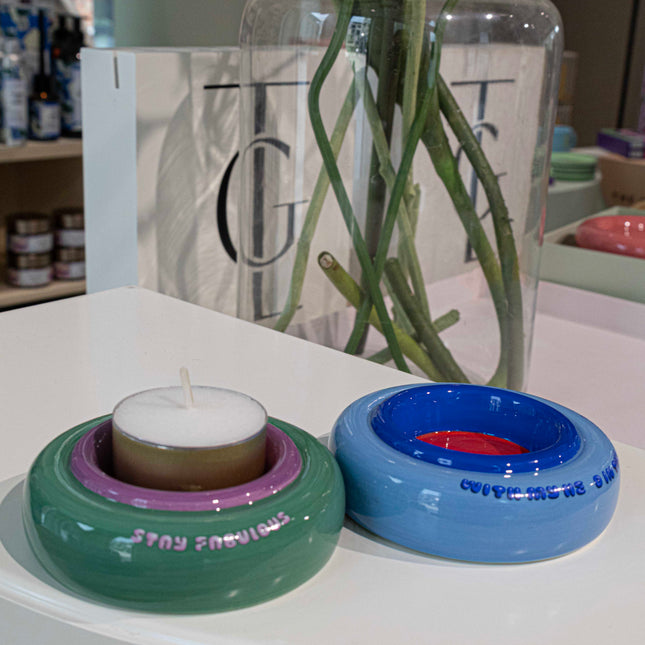 Tea Light - Blue Circle