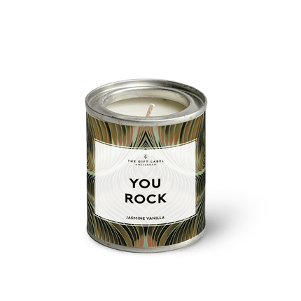 The Gift Label Candle in tin - You rock - Jasmine vanilla