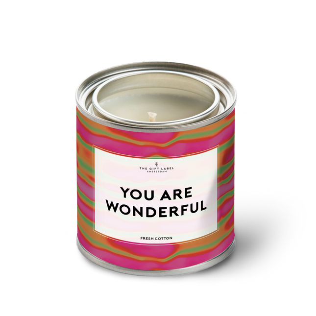 The Gift Label Candletin310gr - You Are Wonderful SS25 - Fresh Cotton
