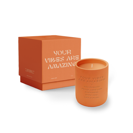 The Gift Label Cemented candle - Your vibes are amazing