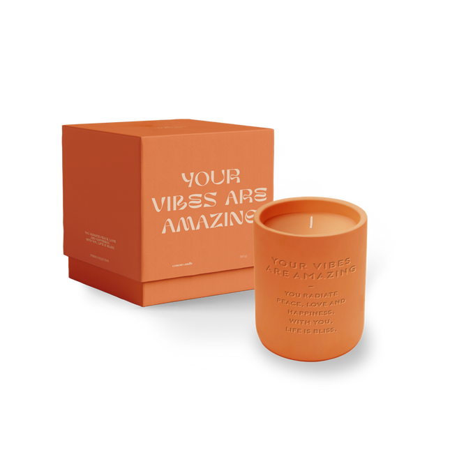 The Gift Label Cemented candle - Your vibes are amazing