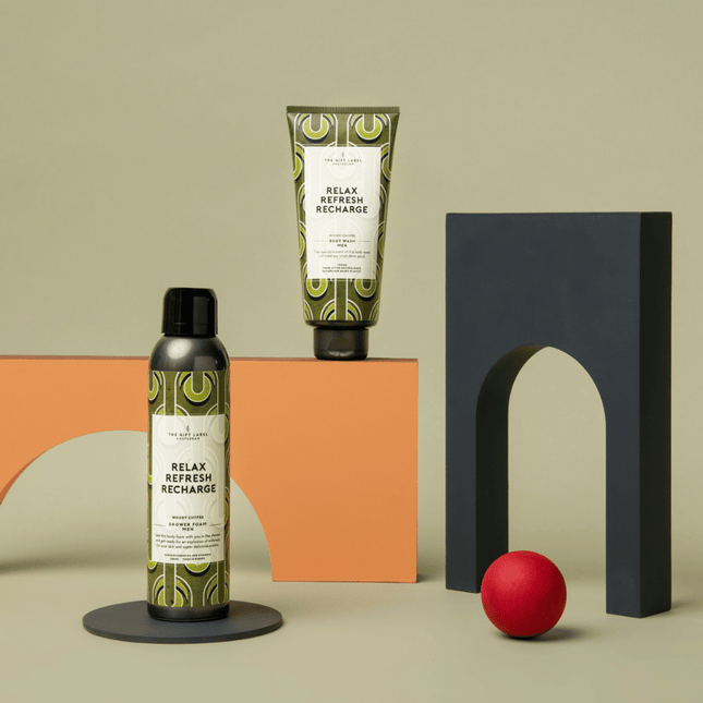 The Gift Label Doucheschuim mannen - Relax, refresh, recharge