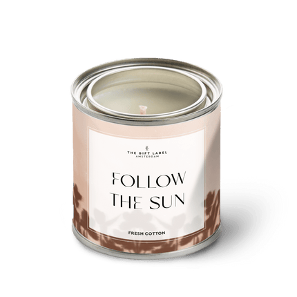 The Gift Label SOLD OUT - Grote geurkaars in blik - Follow the sun - Fresh Cotton