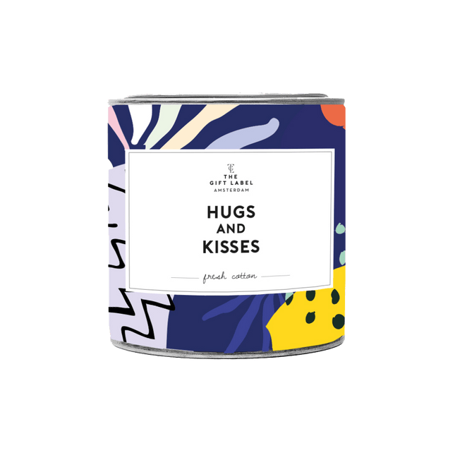 The Gift Label SOLD OUT - Grote geurkaars in blik - Hugs and kisses - Fresh cotton