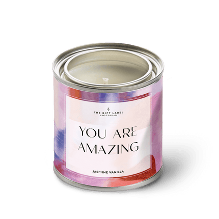 The Gift Label SOLD OUT - Grote geurkaars in blik - You are amazing - Jasmine vanilla