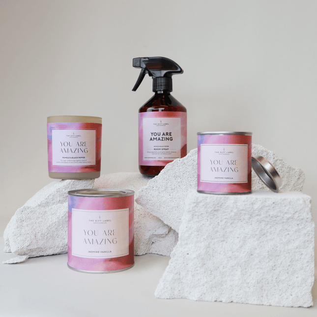 The Gift Label SOLD OUT - Grote geurkaars in blik - You are amazing - Jasmine vanilla